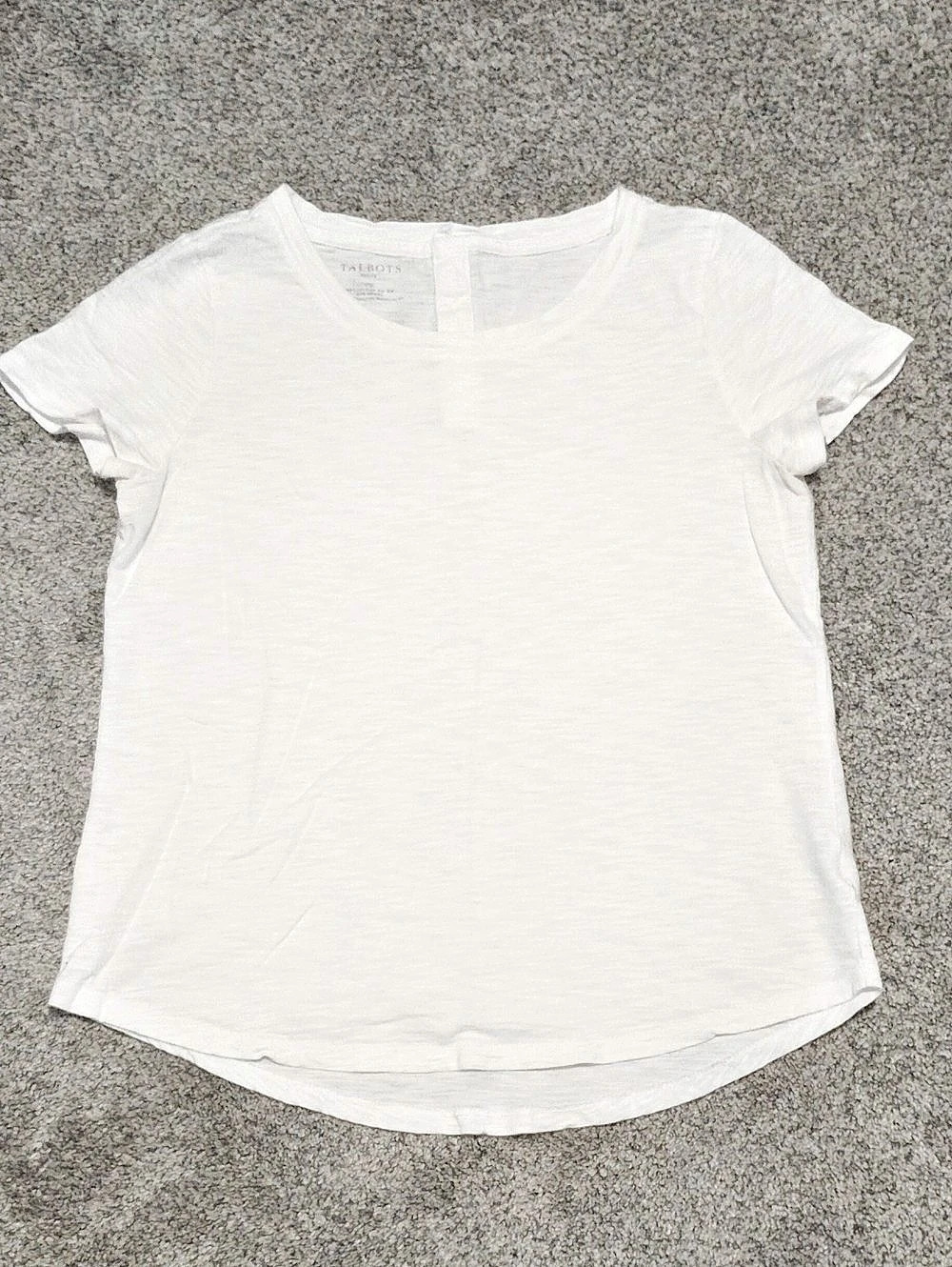 Talbots Short Sleeve Top in White Size Medium Petite
